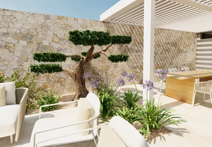 jardin contemporain piscine poolhouse