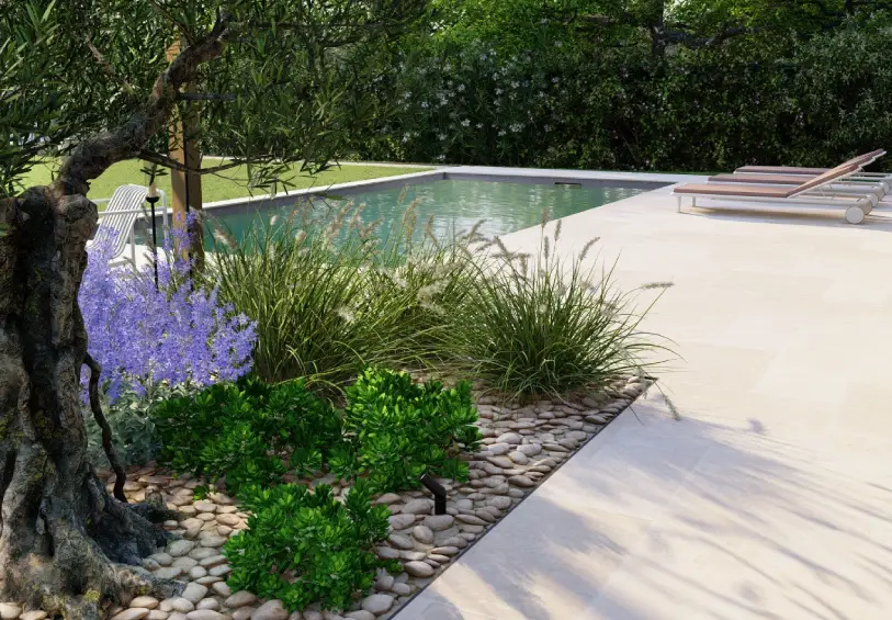 jardin contemporain piscine poolhouse