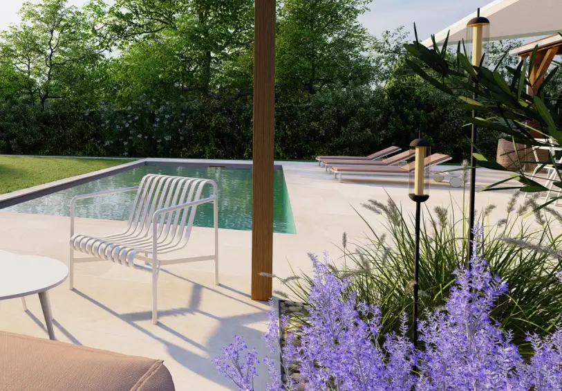 jardin contemporain piscine poolhouse
