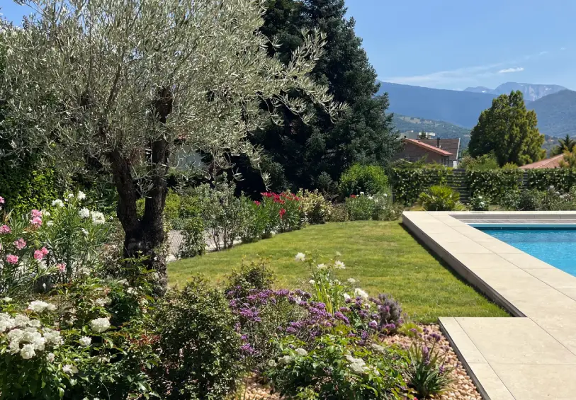 jardin contemporain piscine poolhouse