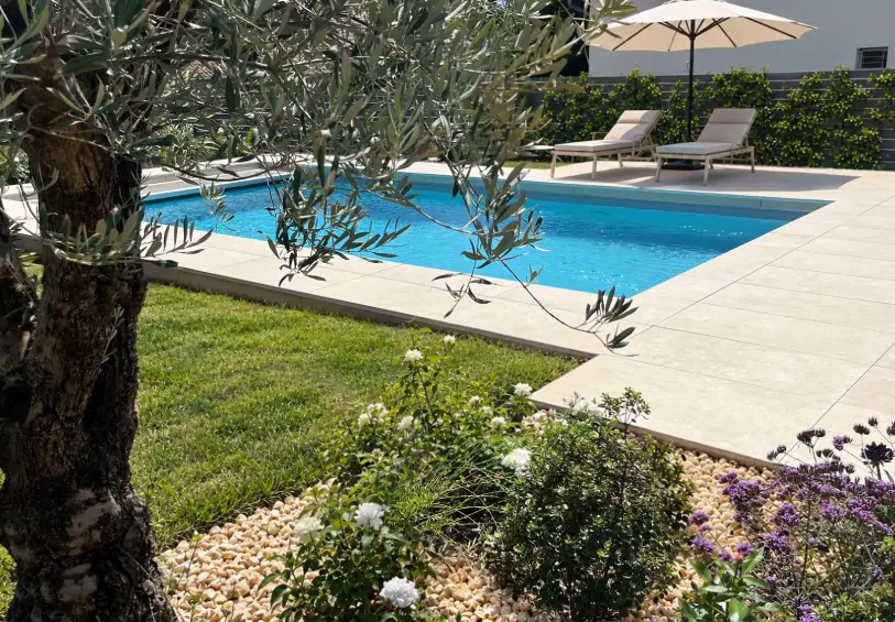 jardin contemporain piscine poolhouse