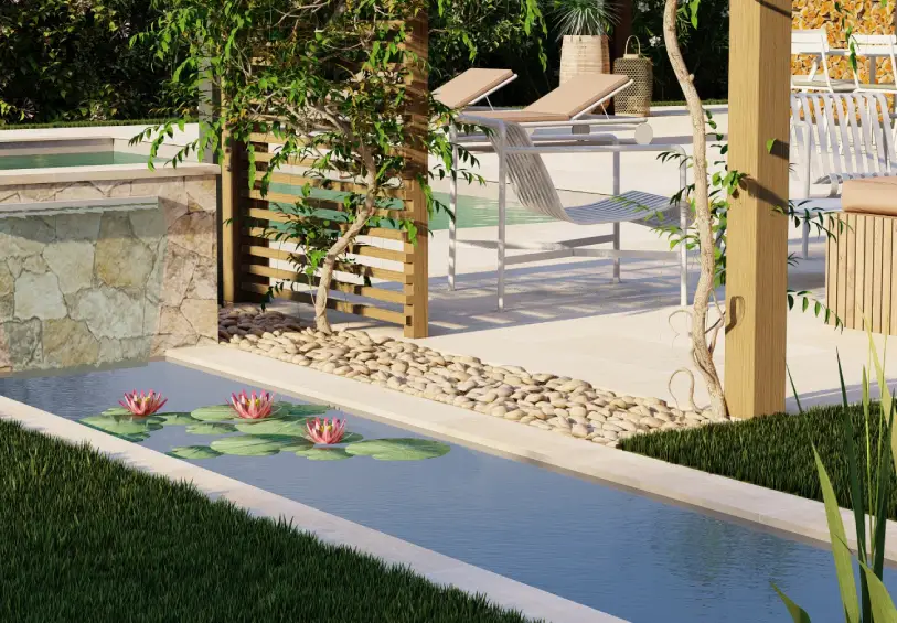 jardin contemporain piscine poolhouse